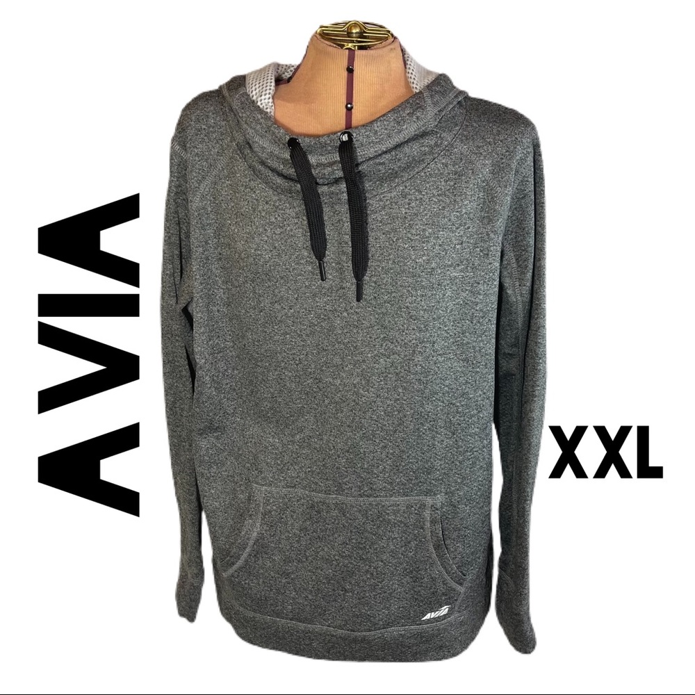 XXL Avia Grey Waffle Fleece Hoodie Sweatshirt